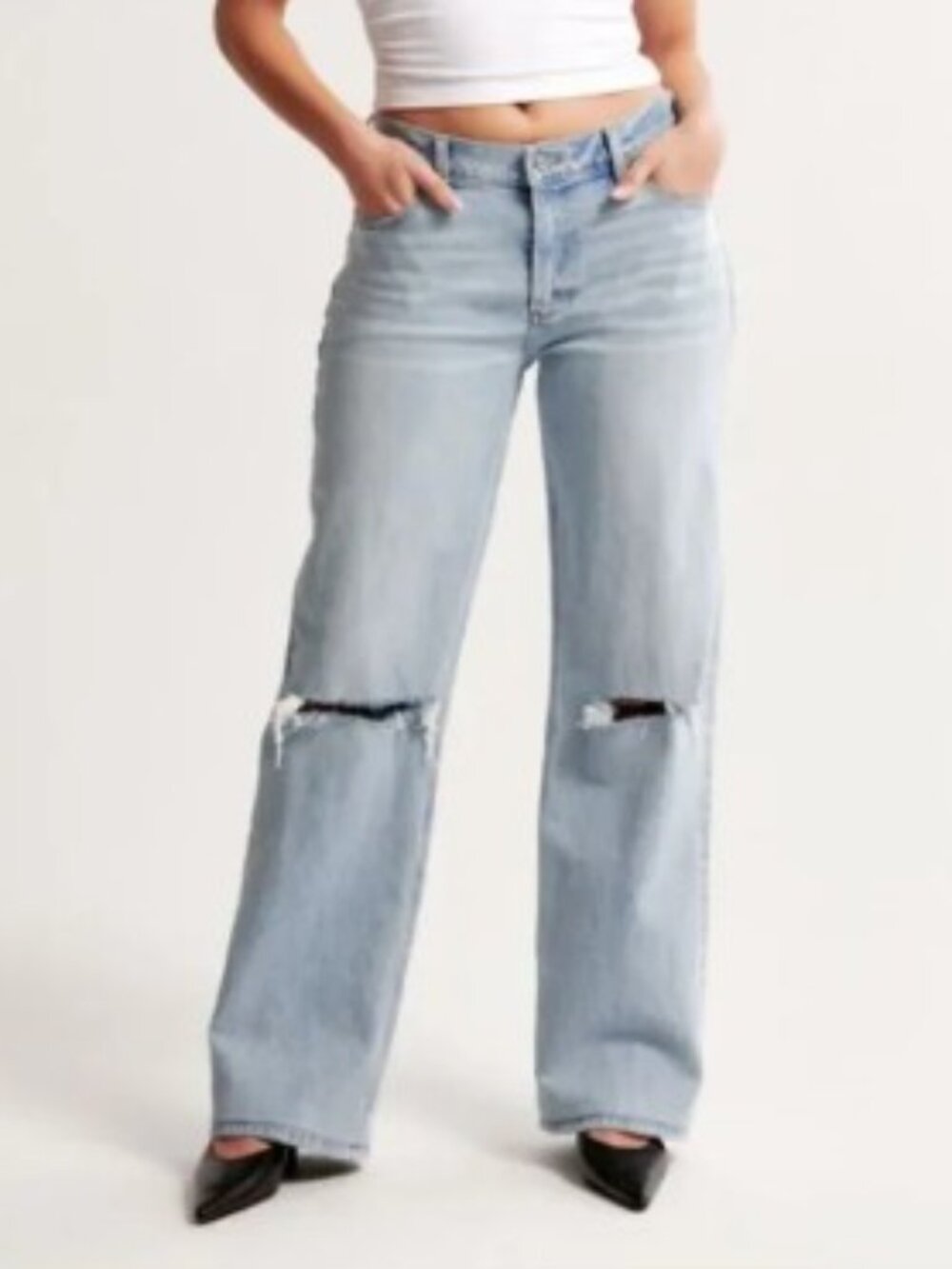 Abercrombie & Fitch Curve Love Low Rise Baggy Jean 27 4 Distressed Y2K 90s Skate